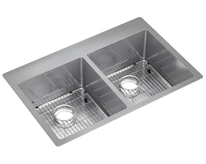 crosstown double bowl undermount kitchen sink kit by elkay